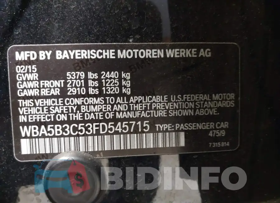 WBA5B3C53FD545715 Photo# 9