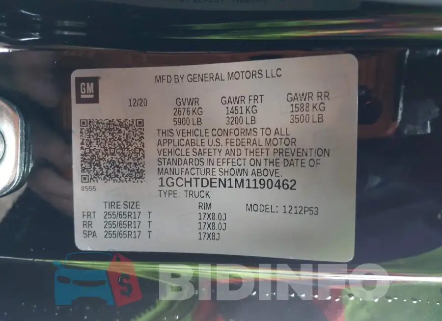 1GCHTDEN1M1190462 Photo# 9