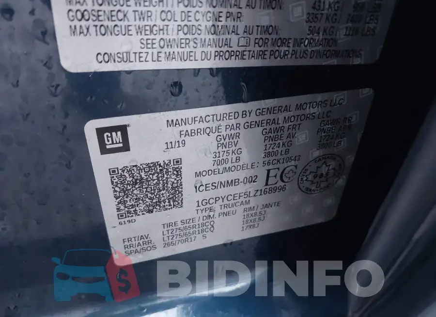 1GCPYCEF5LZ168996 Photo# 9