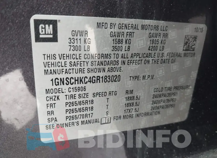 1GNSCHKC4GR183020 Photo# 9
