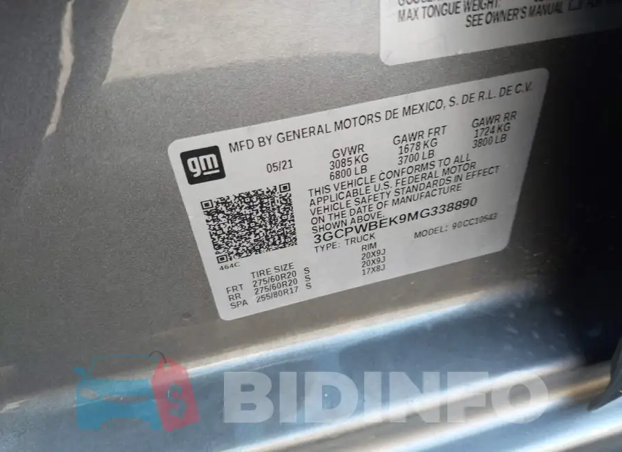 3GCPWBEK9MG338890 Photo# 9