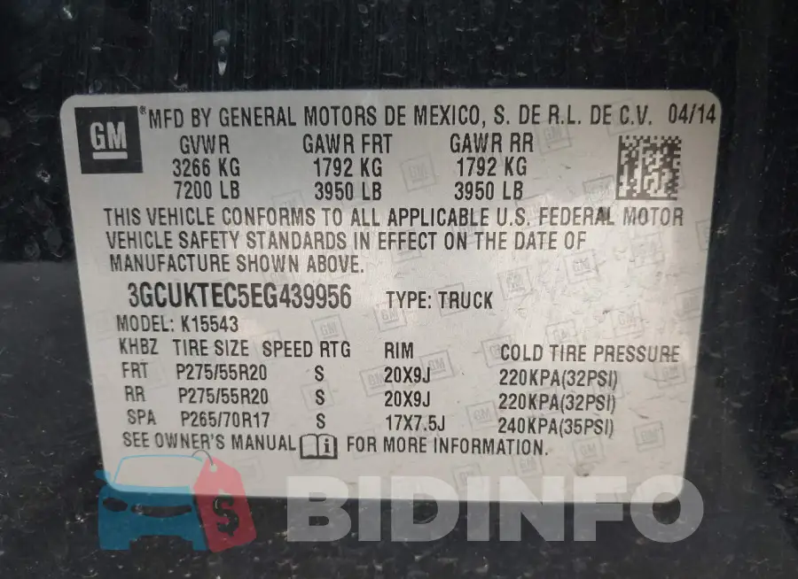3GCUKTEC5EG439956 Photo# 9