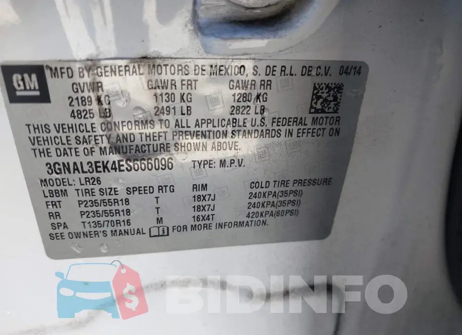 3GNAL3EK4ES666096 Photo# 9