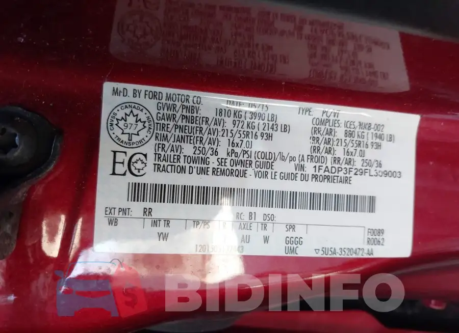 1FADP3F29FL309003 Photo# 9