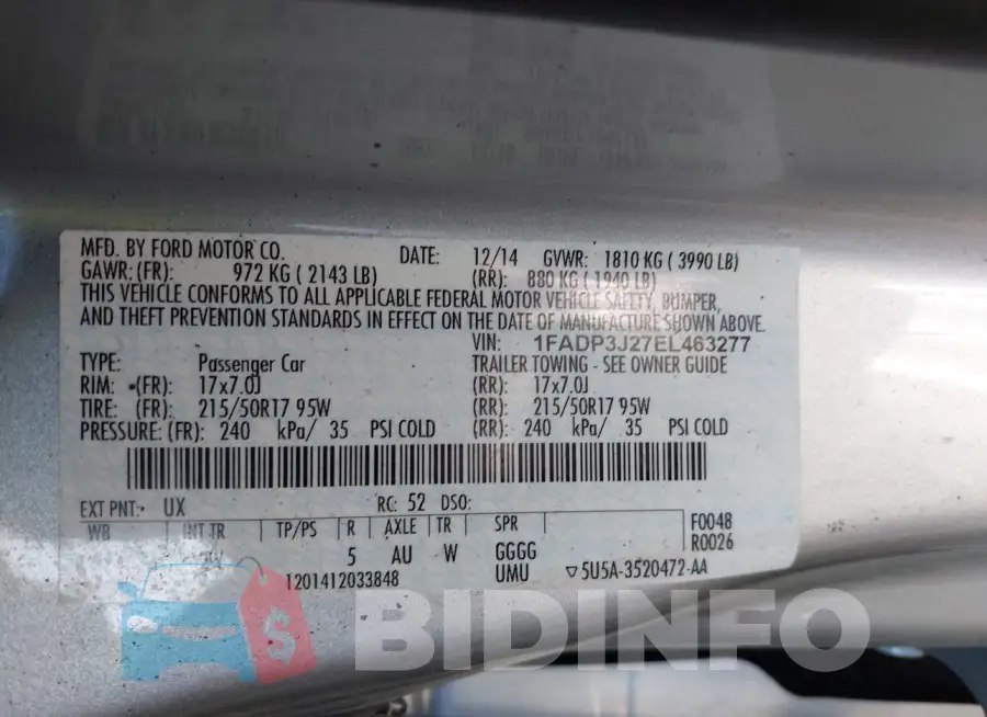 1FADP3J27EL463277 Photo# 9