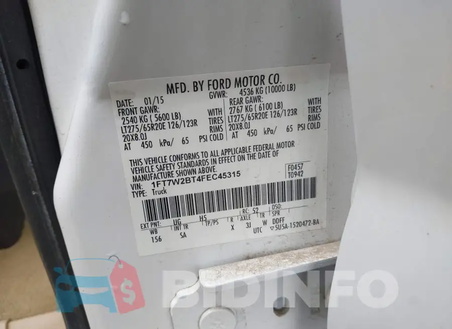 1FT7W2BT4FEC45315 Photo# 9