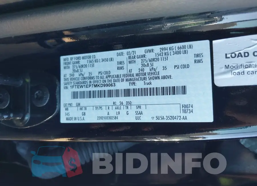 1FTEW1EP7MKD99063 Photo# 9