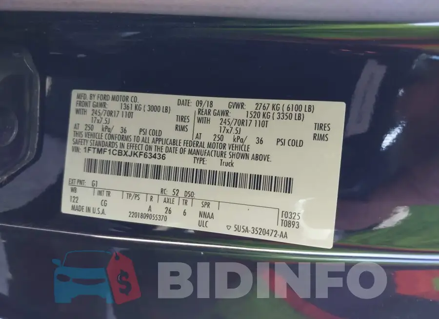 1FTMF1CBXJKF63436 Photo# 9