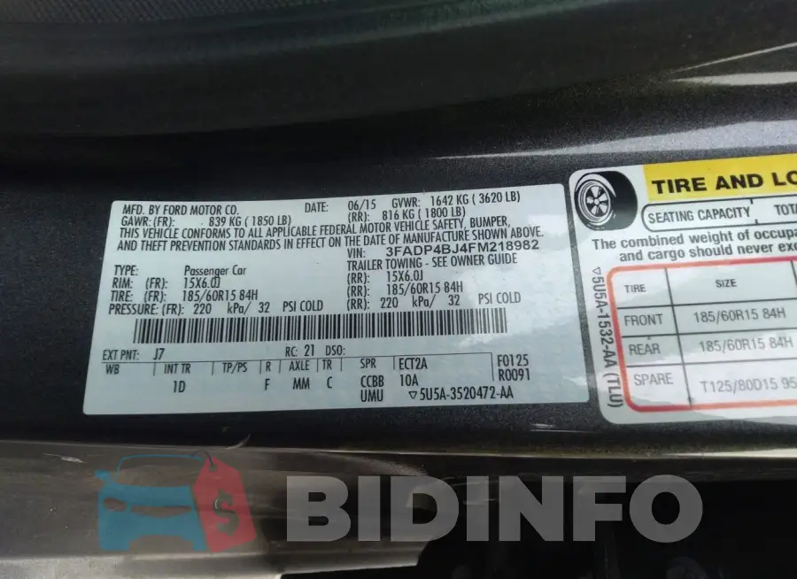 3FADP4BJ4FM218982 Photo# 9