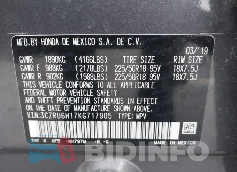 3CZRU6H17KG717905 Photo# 9