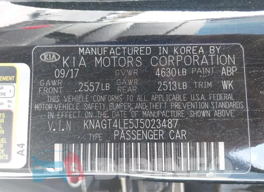 KNAGT4LE5J5023487 Photo# 9