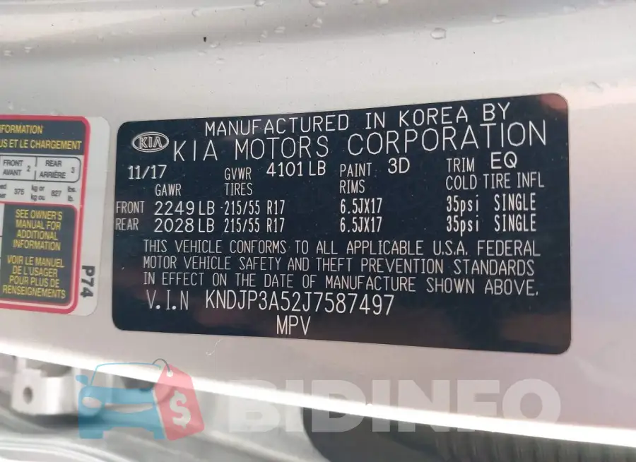 KNDJP3A52J7587497 Photo# 9