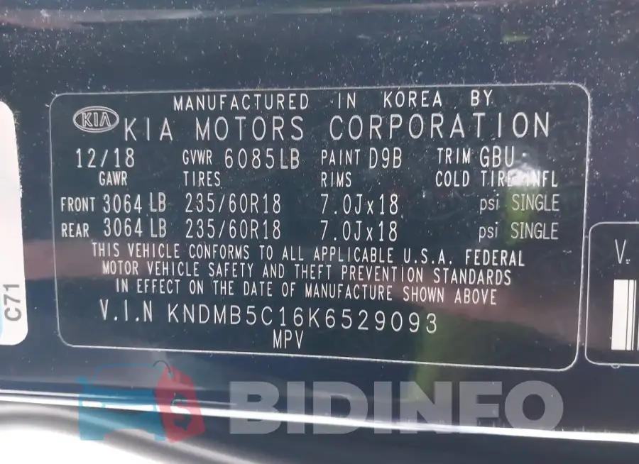 KNDMB5C16K6529093 Photo# 9