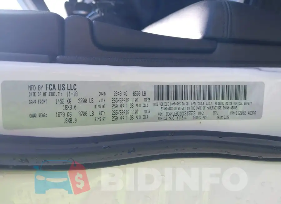 1C4RJEBG1KC615573 Photo# 9
