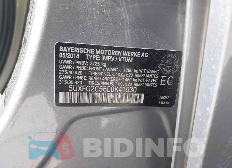 5UXFG2C56E0K41530 Photo# 9
