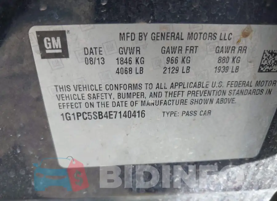 1G1PC5SB4E7140416 Photo# 9