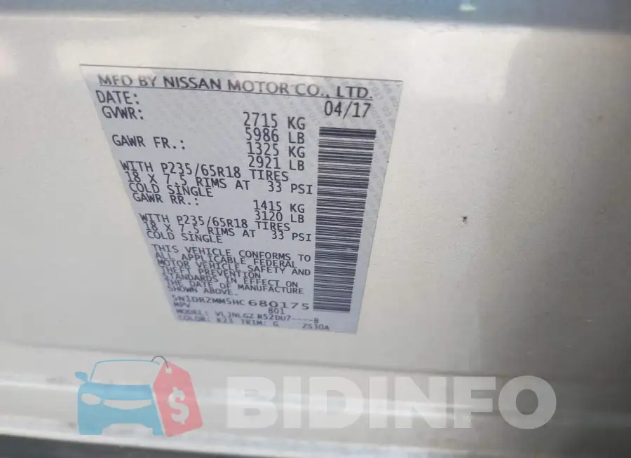 5N1DR2MM5HC680175 Photo# 9