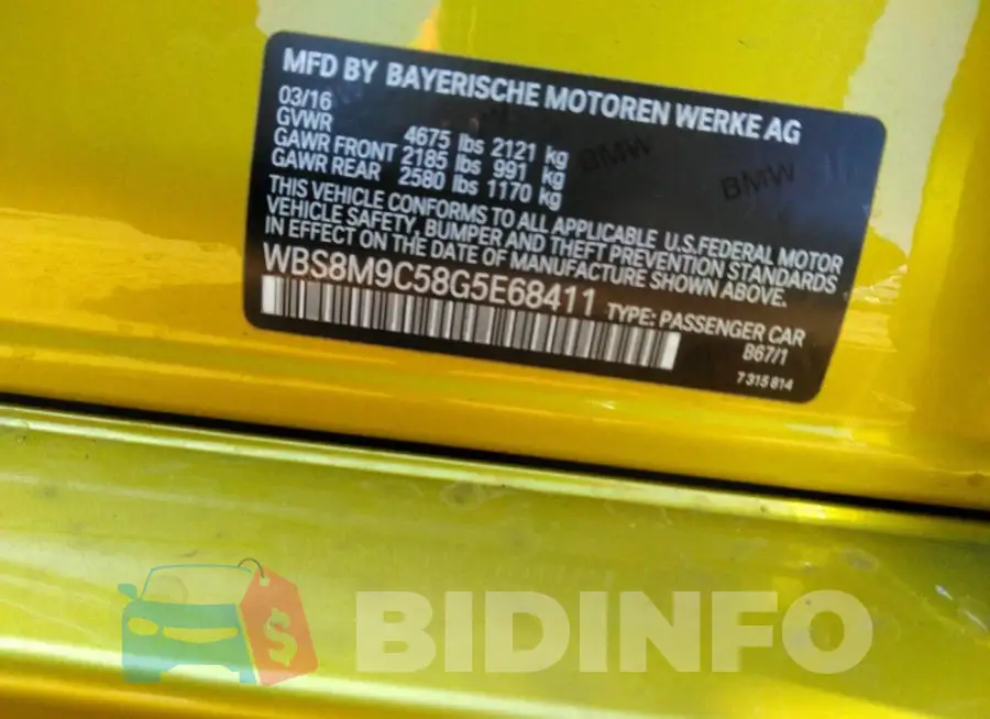 WBS8M9C58G5E68411 Photo# 9