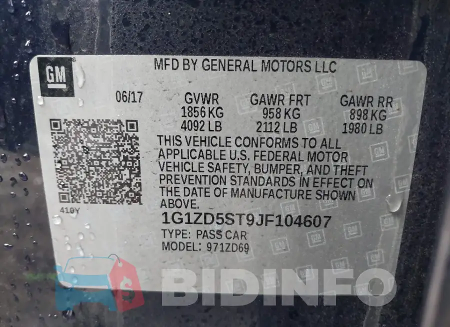 1G1ZD5ST9JF104607 Photo# 9