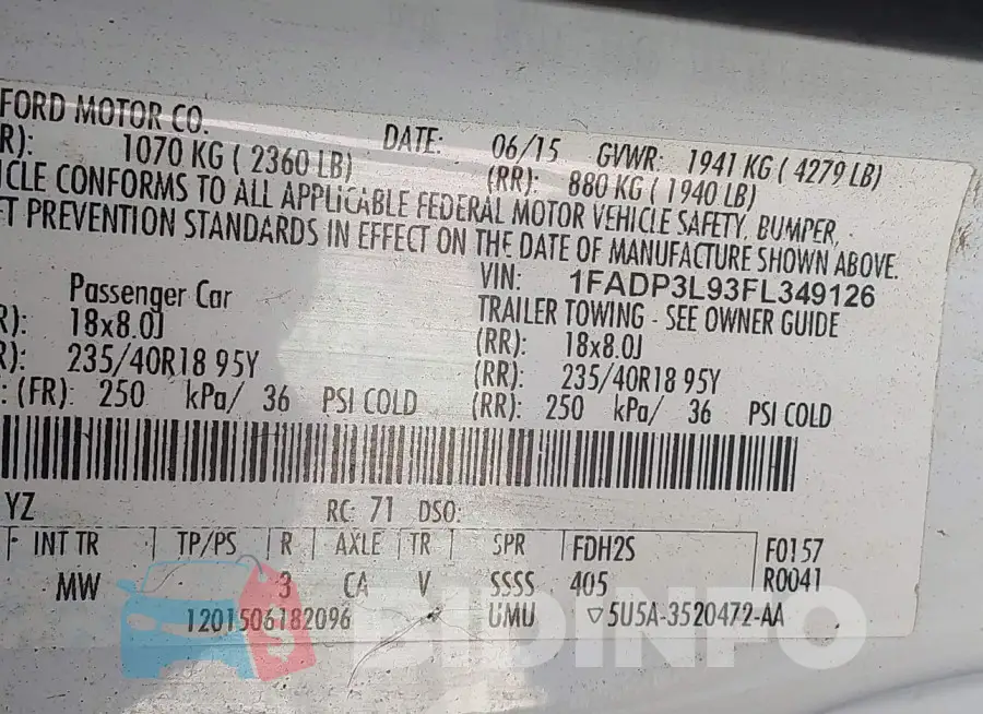 1FADP3L93FL349126 Photo# 9