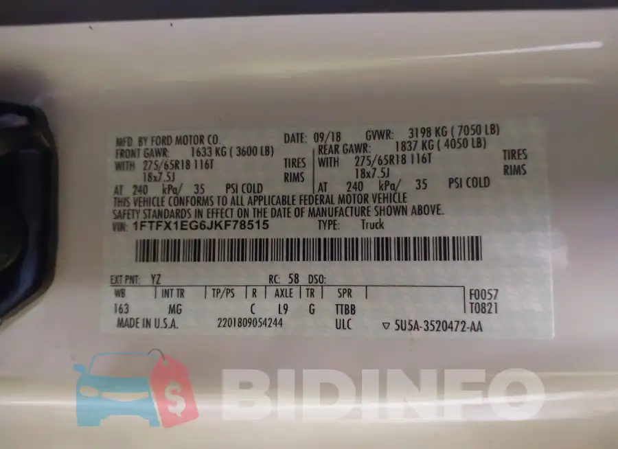 1FTFX1EG6JKF78515 Photo# 9