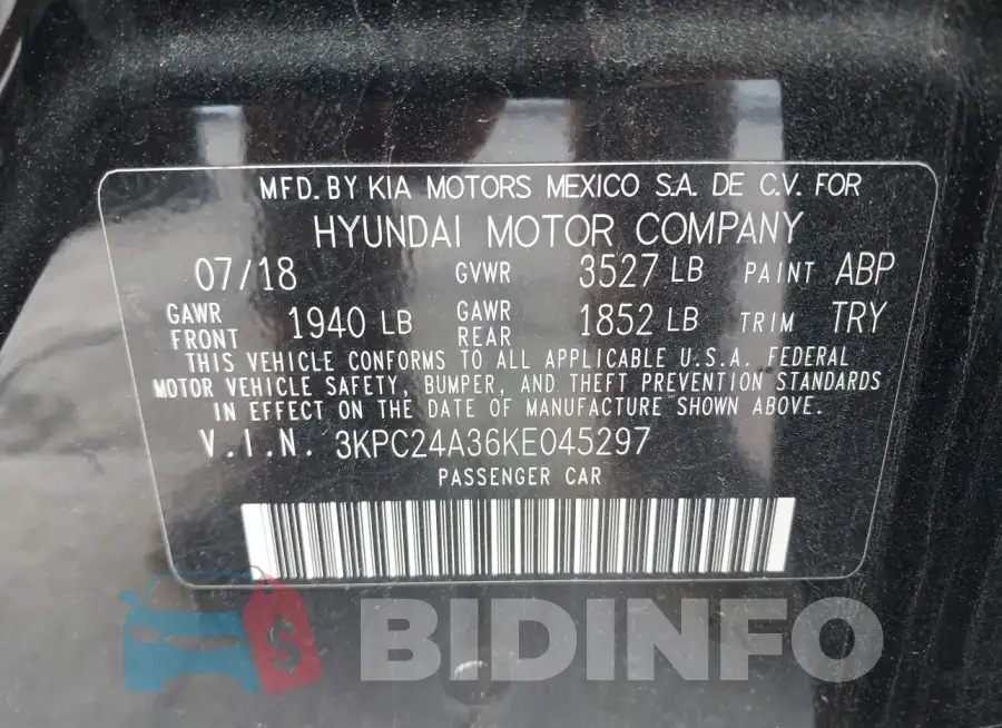 3KPC24A36KE045297 Photo# 9