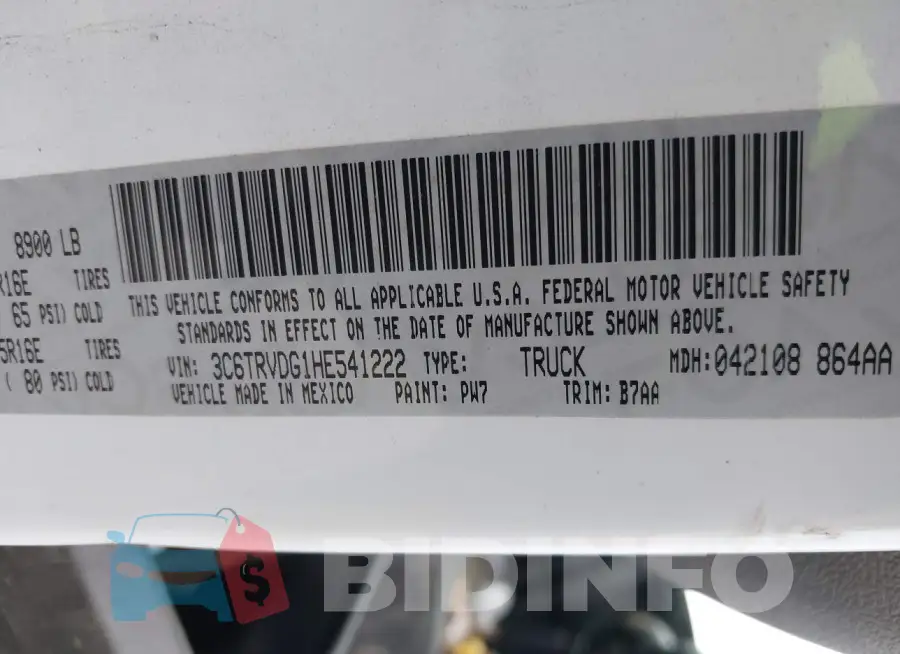 3C6TRVDG1HE541222 Photo# 9