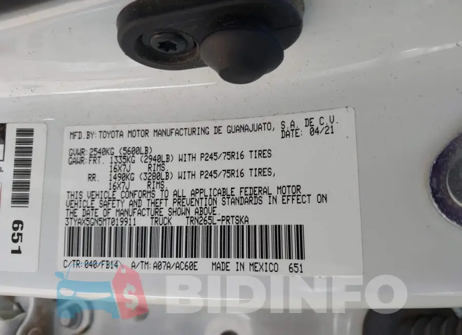 3TYAX5GN5MT019911 Photo# 9
