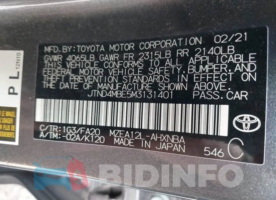 JTND4MBE5M3131401 Photo# 9