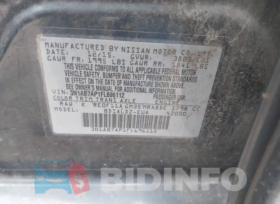 3N1AB7AP1FL696112 Photo# 9