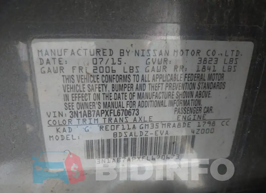 3N1AB7APXFL670673 Photo# 9
