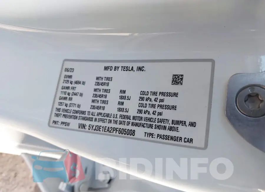 5YJ3E1EA2PF605008 Photo# 9