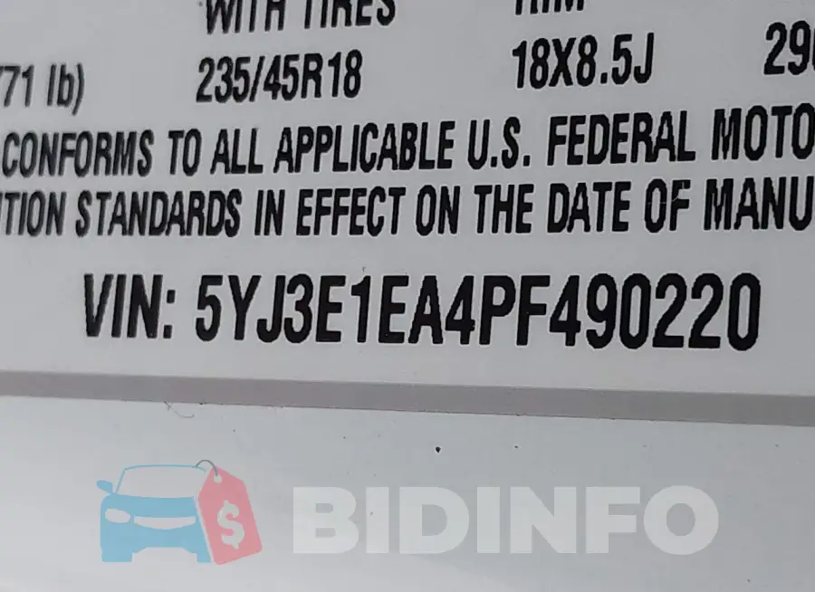 5YJ3E1EA4PF490220 Photo# 9