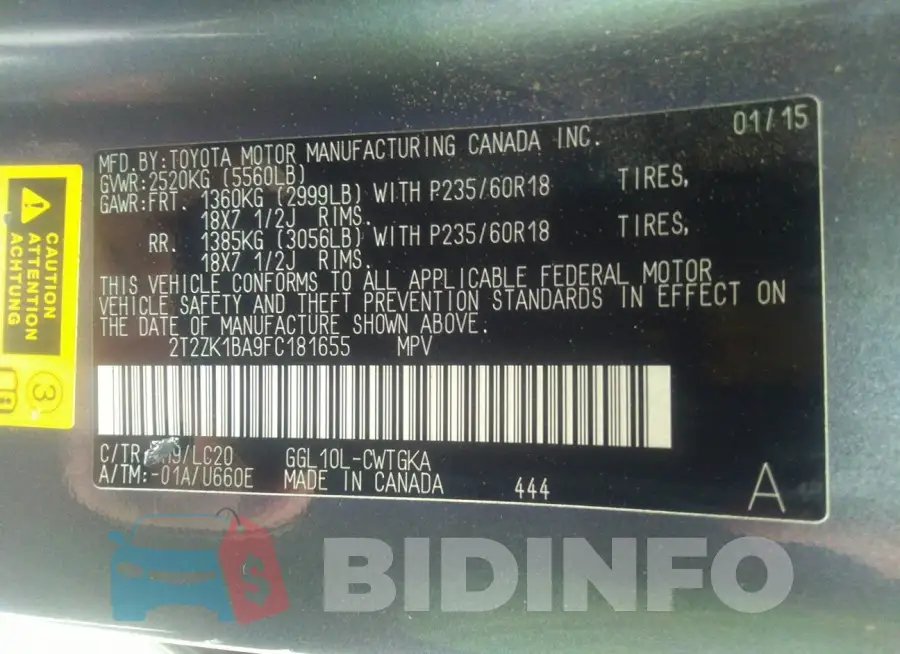 2T2ZK1BA9FC181655 Photo# 9