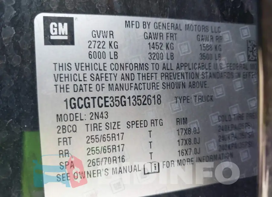1GCGTCE35G1352618 Photo# 9