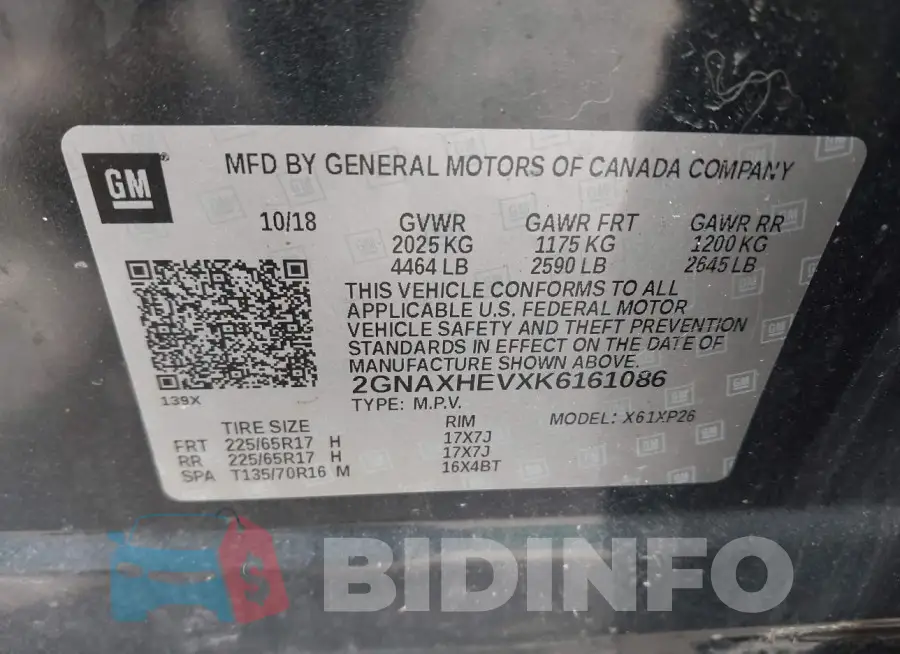 2GNAXHEVXK6161086 Photo# 9