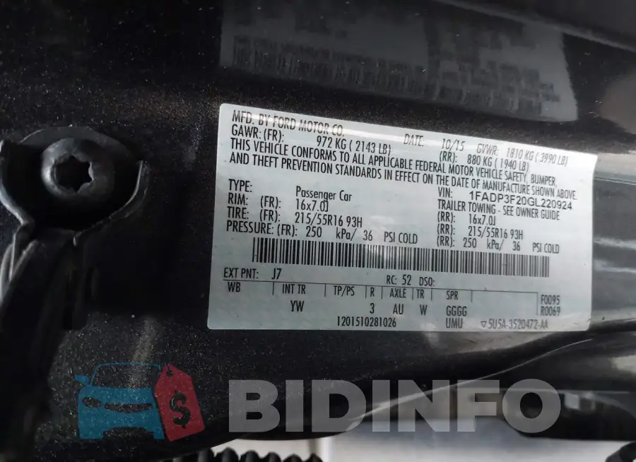1FADP3F20GL220924 Photo# 9