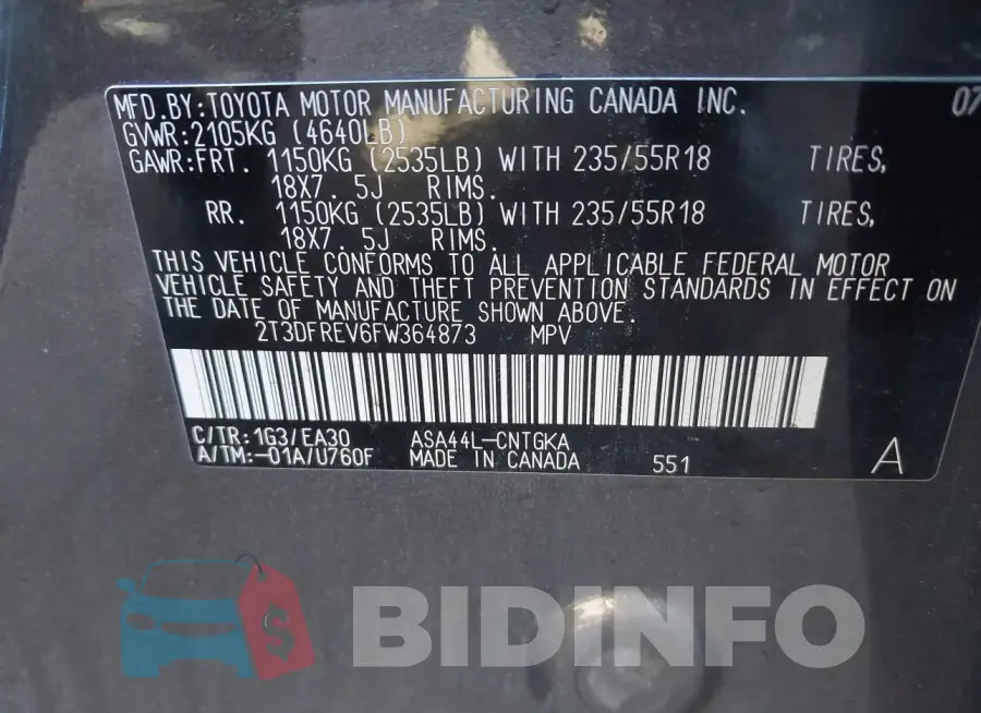 2T3DFREV6FW364873 Photo# 9