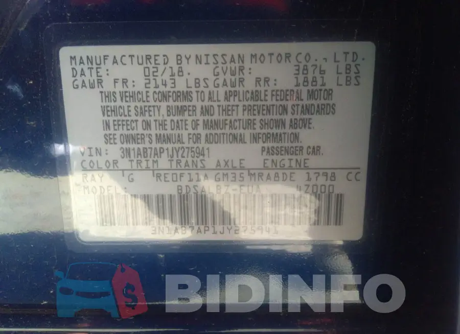 3N1AB7AP1JY275941 Photo# 9