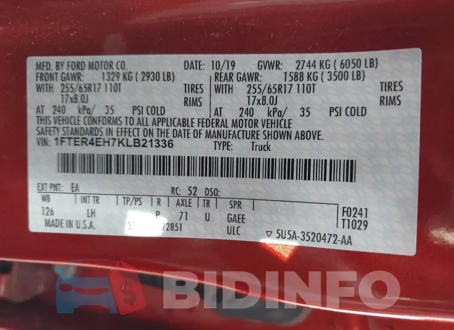 1FTER4EH7KLB21336 Photo# 9