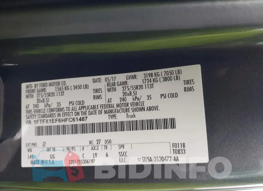 1FTFX1EF6HFC61487 Photo# 9