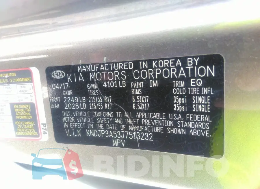 KNDJP3A53J7513232 Photo# 9