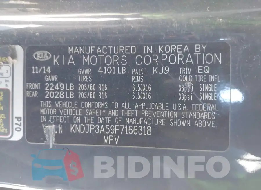 KNDJP3A59F7166318 Photo# 9