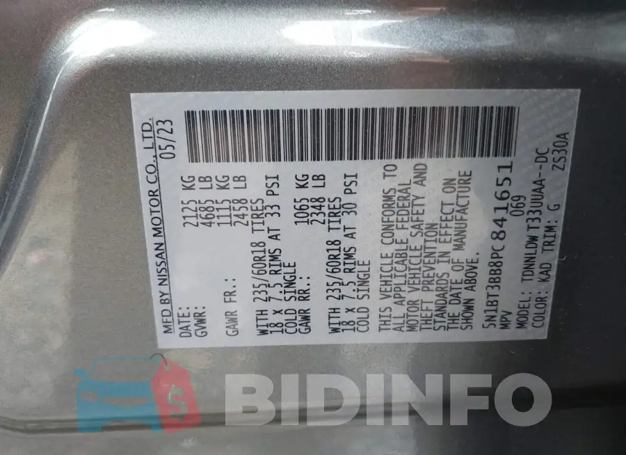 5N1BT3BB8PC841651 Photo# 9