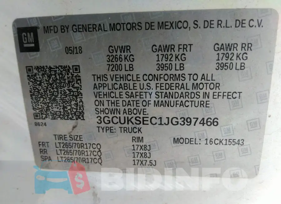 3GCUKSEC1JG397466 Photo# 9