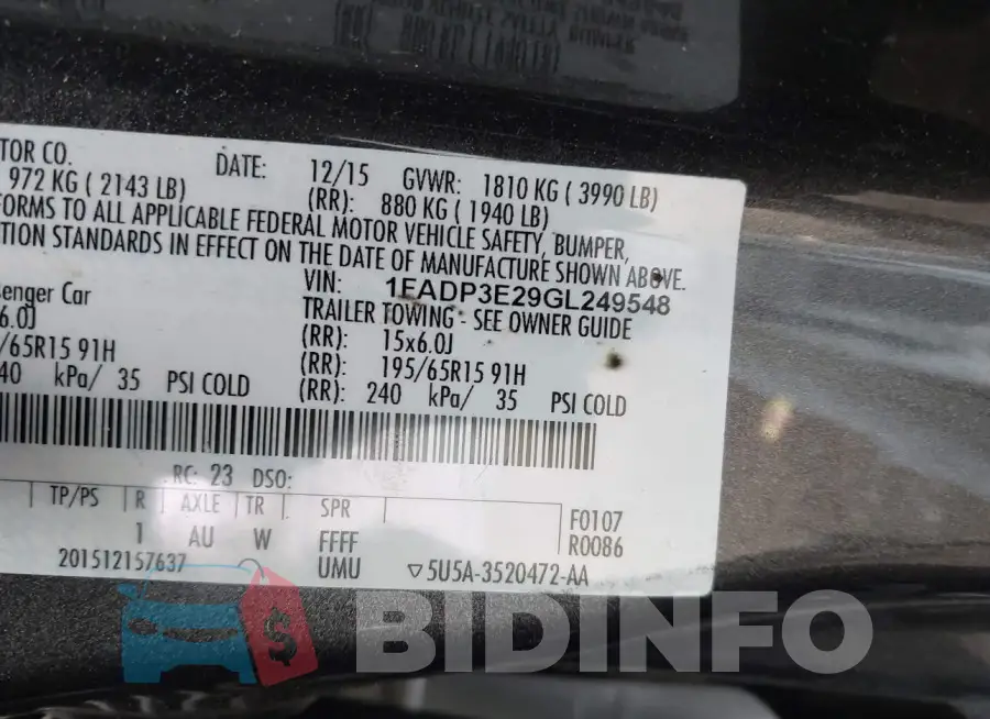 1FADP3E29GL249548 Photo# 9