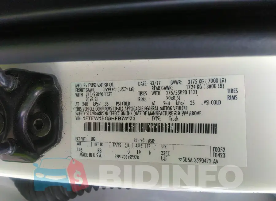 1FTEW1EG6HFB74079 Photo# 9