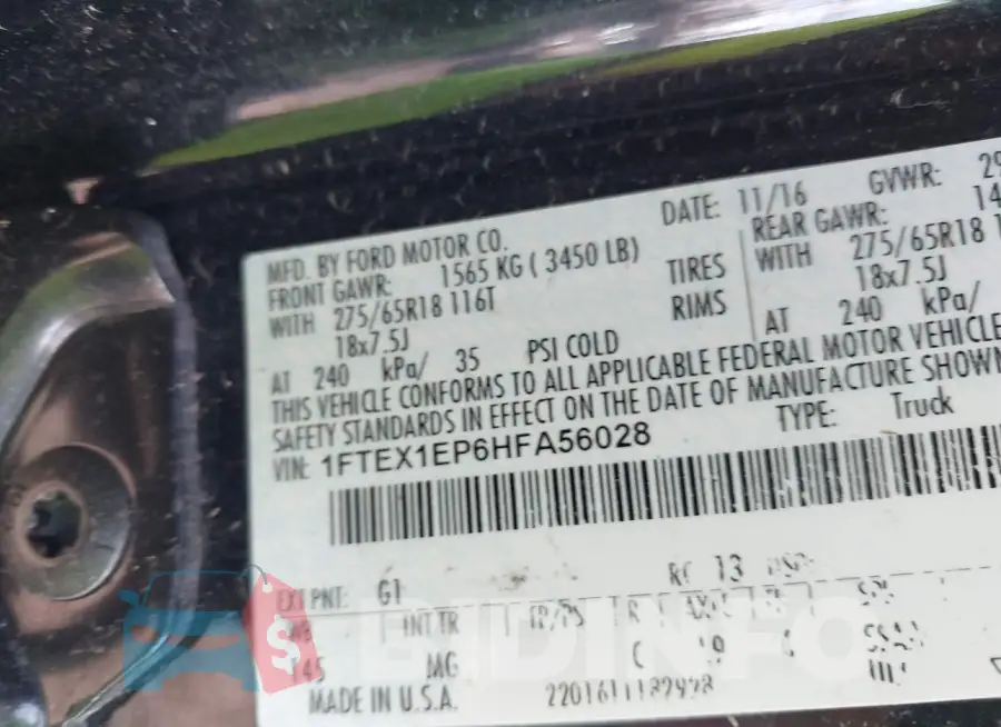 1FTEX1EP6HFA56028 Photo# 9