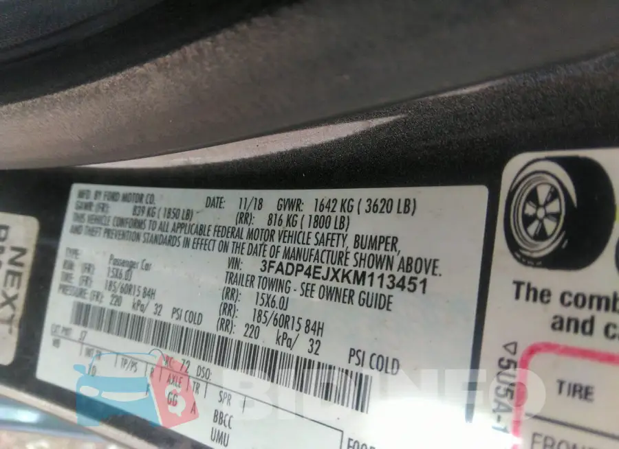 3FADP4EJXKM113451 Photo# 9