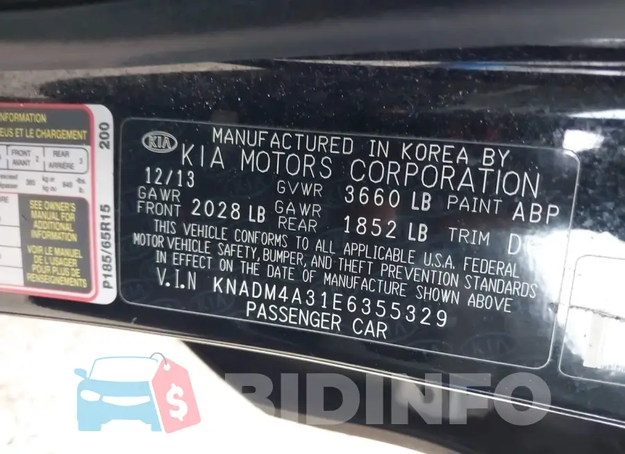 KNADM4A31E6355329 Photo# 9